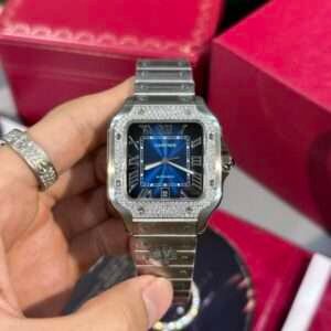 Cartier Replica Watch Santos Custom Moissanite Diamonds BV Factory 39.8mm