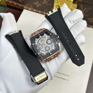 Hublot Spirit Of Big Bang King Gold Replica Watch Bezel Black Ceramic BBF Factory 42mm