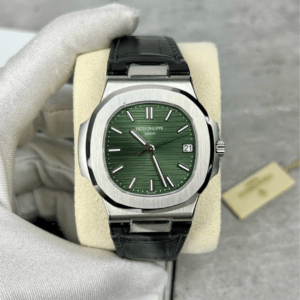 Patek Philippe Nautilus 5711 Replica Watch Leather Strap Green Dial 40mm