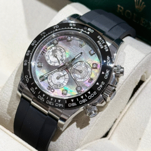 Rolex Daytona Mother of Pearl Watch with Moissanite Diamond Markers 40mm