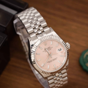 Rolex Datejust Pink Dial Luminous Hour Markers Jubilee