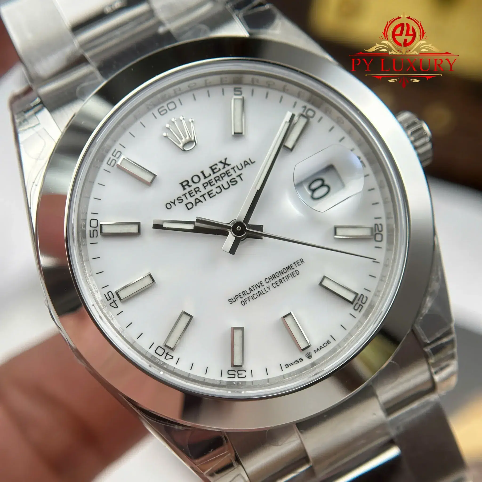 Rolex-Datejust-126300-White-Luminous-Dial-Smooth-Bezel-Oyster-Bracelet-10-scaled