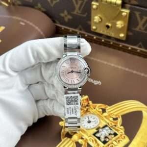 Ballon Bleu W4BB0037 Replica Watches Pink Dial Metal Wire AF Factory 33mm