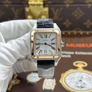 Cartier Replica Watches Santos Dumont Large Model White Dial Leather Strap 43.5×31.4mm