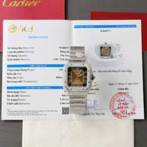 Cartier Santos Brown Dial Custom Moissanite Diamonds