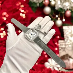 Cartier Santos Women White Dial Diamonds Moissanite Custom BV Factory 35mm