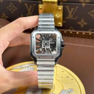Cartier Santos Skeleton Dial Bezel Black