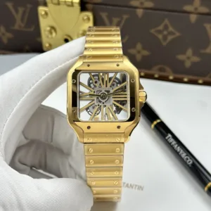 Cartier Santos Replica Watches Skeleton Dial Manual Winding Movement 39.8mm