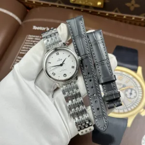 Omega De Ville Prestige White Dial With Scratched Pattern 34mm